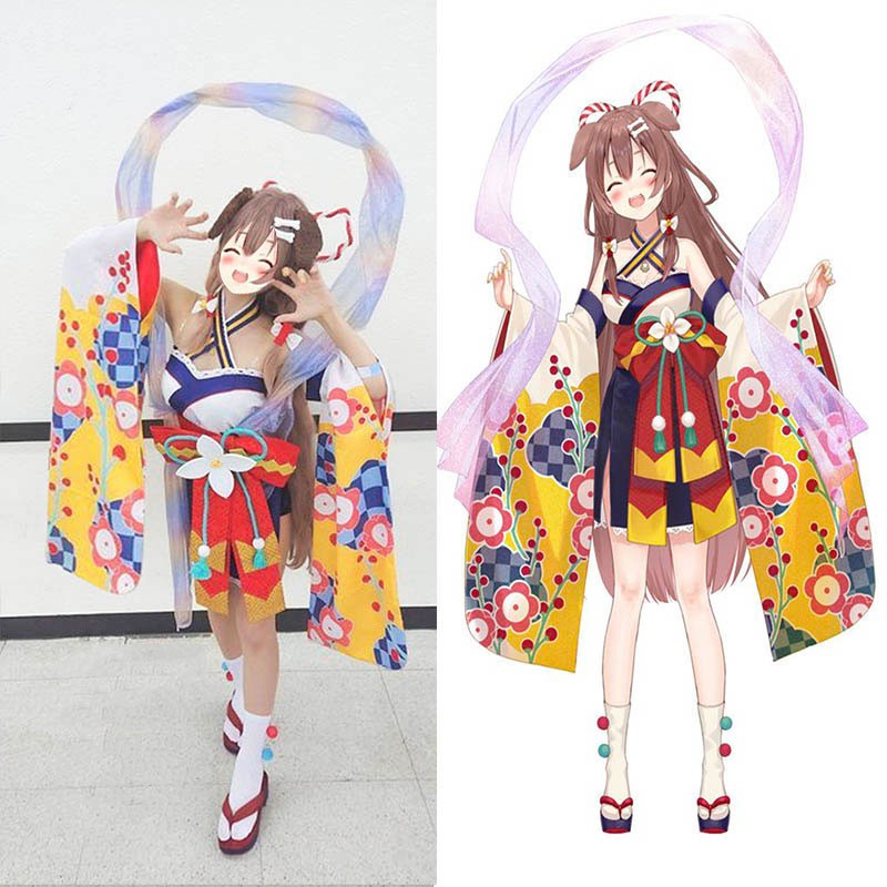 HOLOLIVEVTUBER　戌神ころね いぬがみ ころね　コスプレ　黄　和服　正月新装　パン犬