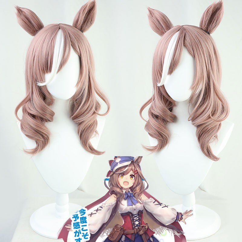 ウマ娘 プリティーダービー　マチカネタンホイザ　ウイッグ　コスプレ用　縦ロール　白メッシュ　小顔