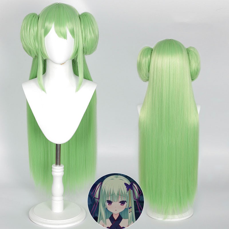 千恋＊万花　ムラサメ　ウイッグ　コスプレ用　緑色　ロングヘア　かつら