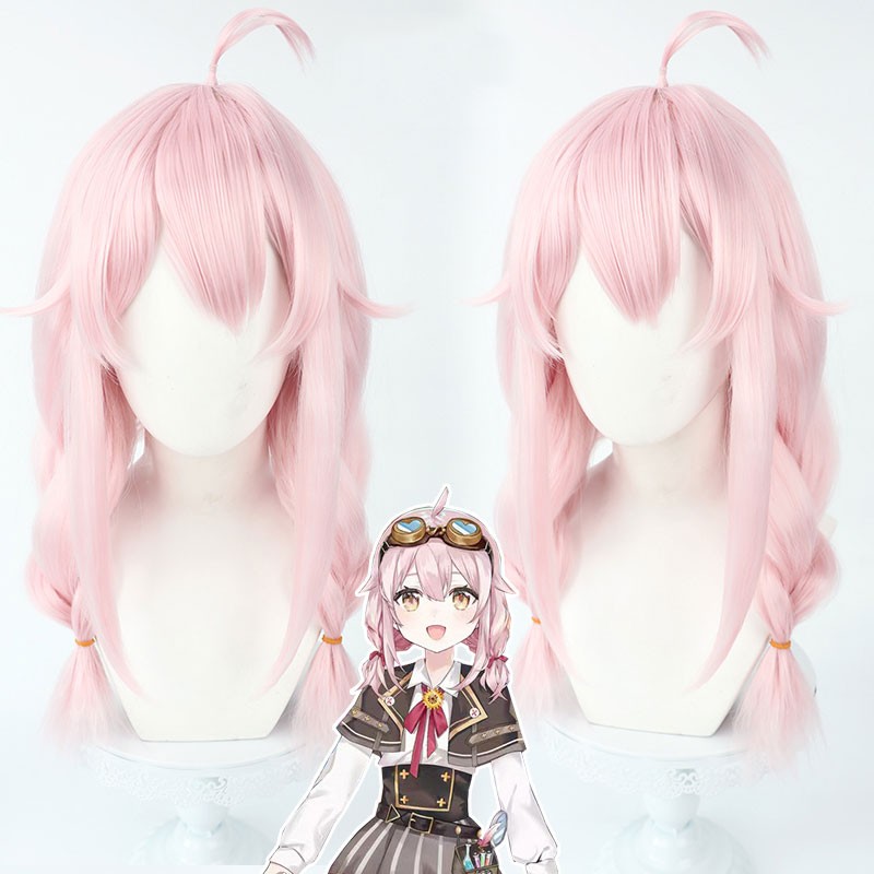永雛タフィー　ウイッグ　コスプレ　小顔　三つ編み　Vtuber　ピンク　かわいい