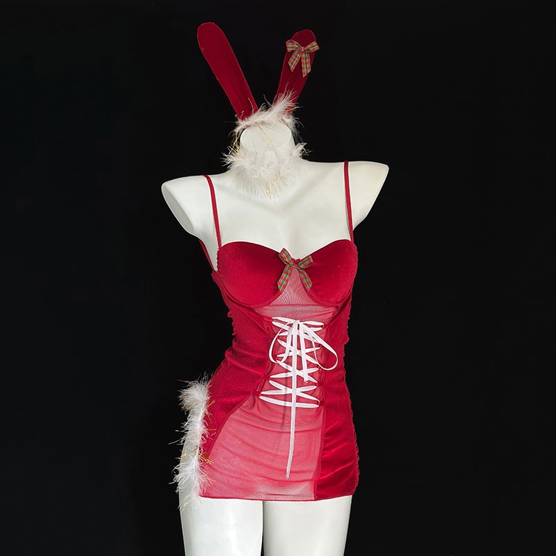 クリスマスコレクション コスプレ衣装 ヒップスカート 赤い セクシー かわいい ウサギ耳