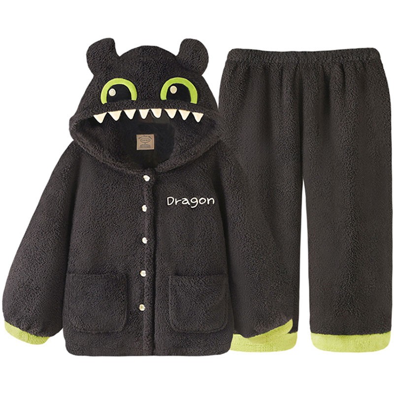パジャマ 怪獣 かわいい 部屋着 黒い カップルルック 暖かい