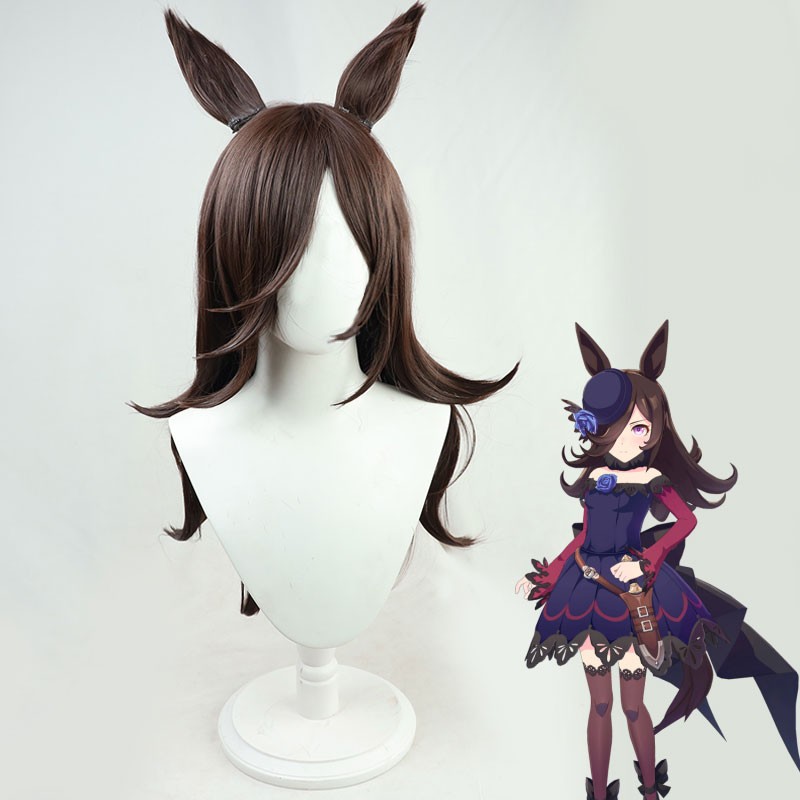 ウマ娘 プリティーダービー Pretty Derby ライスシャワー コスプレかつら かわいい しっぽ 撮影