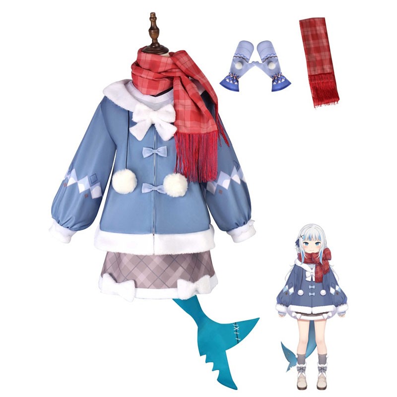 Vtuber Hololive-EN　ホロライブ　がうる・ぐら　Gawr Gura コスプレ衣装 コスチューム かわいい 冬服スカート 撮影