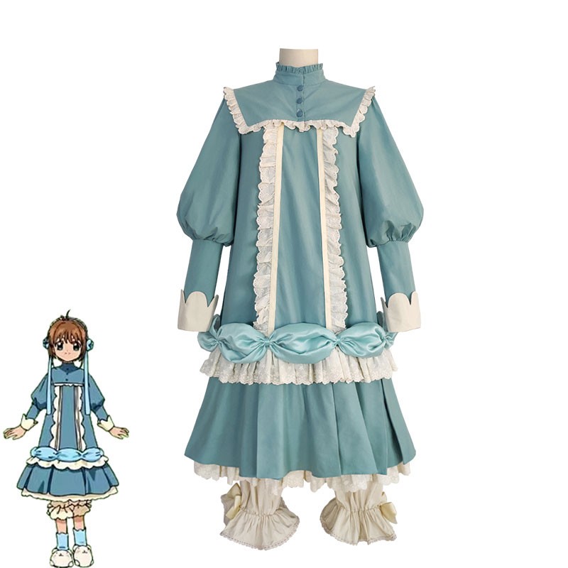 カードキャプターさくら コスプレ衣装 青いドレス かわいい アニメ服 コスチューム
