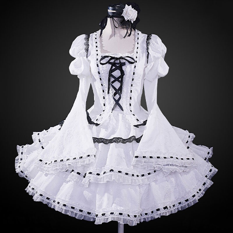 しゅごキャラ! 月詠歌唄 ほしな歌唄 ほしなうたう コスプレ衣装 撮影 制服 ワンピース ホワイトブラック コスチューム ロリータ・ファッション