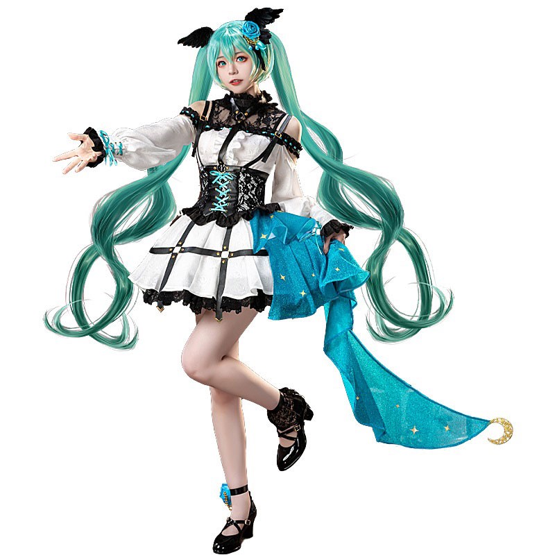 初音ミク　ミク　コスプレ衣装　ワンピース　黒と白　スカート　コスチューム