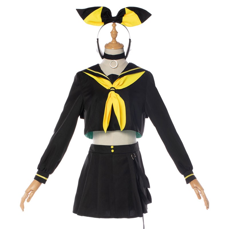 鏡音リン　劣等上等　コスプレ衣装　制服風　ブラック　かわいい　仮装　コスチューム