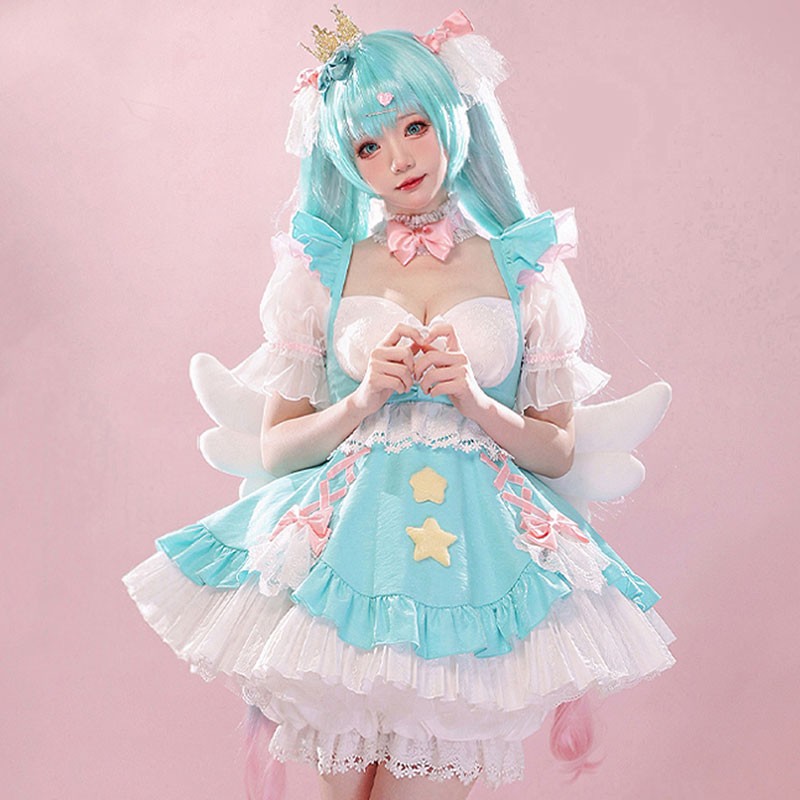 初音ミク　コスプレ衣装　ロリータ風　かわいい　仮装　コスチューム　メイド