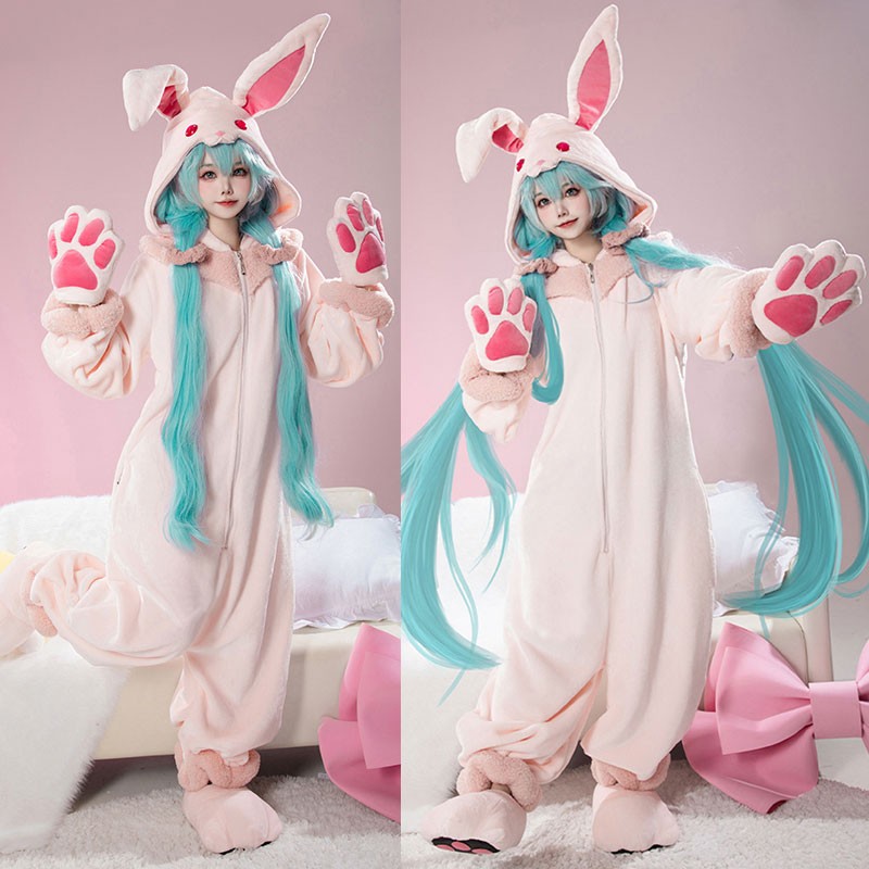 初音ミク 39Culture うさぎパジャマ ホワイト コスプレ衣装 パジャマウサギ 着ぐるみ パジャマ(部屋着)