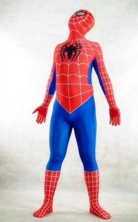 レッドとブルーのスパイダーマン全身タイツ