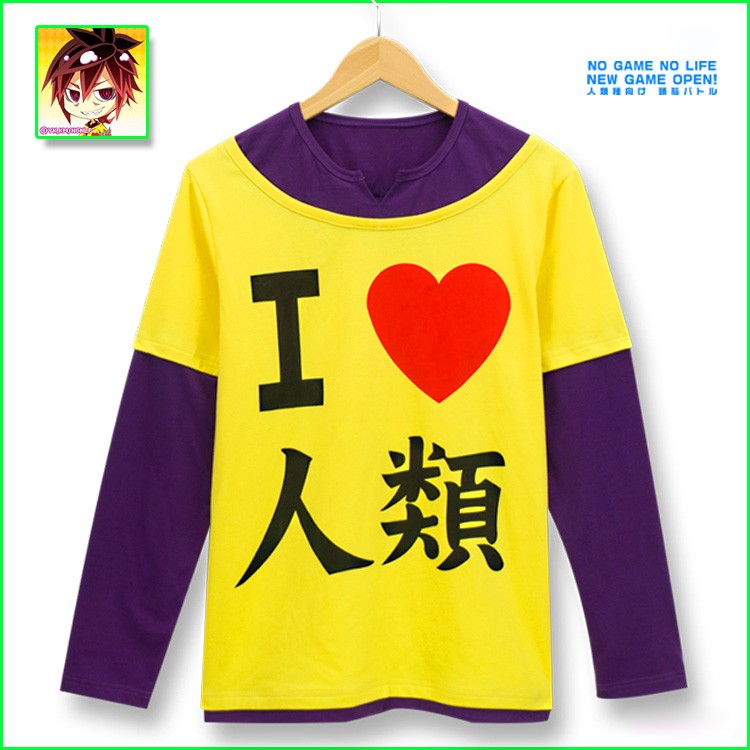 No Game No Life　 ノーゲーム　ノーライフ　空（そら） コスプレ衣装 長袖 ポロシャツ 人類種　日常 イマニティ 男女兼用 メンズ　レディース 送料無料 工場直販
