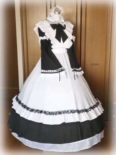 高品質コスプレ衣装 ロングメイド服 ウェディングパニエ メイドドレス