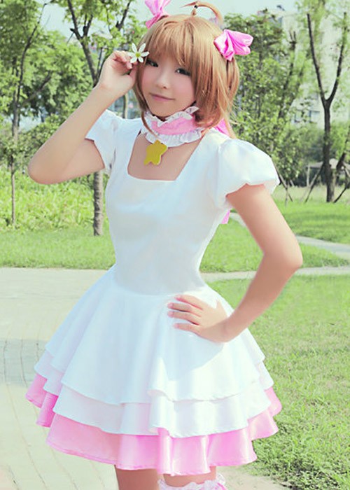 カードキャプターさくら 木之本桜（きのもと さくら） ピンクと白 コスプレ衣装