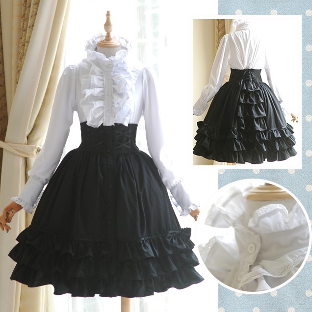 フリルレース　長袖ワンピース　ロリータ服 コスチューム 