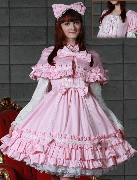 ケープ付梯子レースドレス ゴスロリ ロリータ パンク コスプレ コスチューム メイド 
