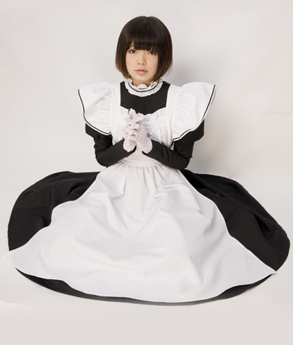 ブラックロングメイド服　コスプレ衣装　メイドドレス　コスチューム衣装