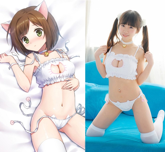 ねこランジェリー セクシー　白色　キュート 猫 ネコ  ランジェリー Cat Kawaii Sexy Lingerie 白猫