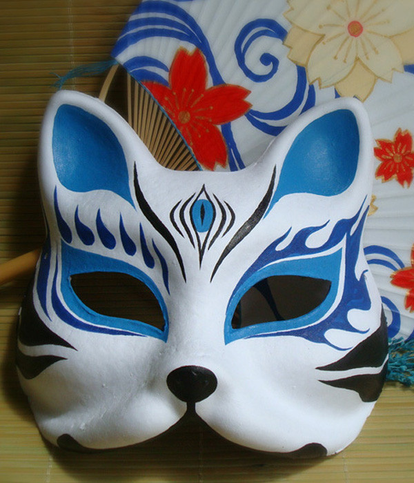 狐のお面(きつねのおめん)/マスク/仮面 和風手作り コスプレ道具小物