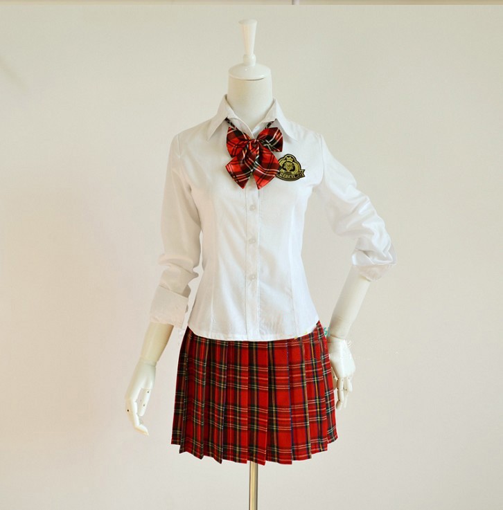 学生服コスチューム　女子高生制服　4点セット/長袖ホワイトシャツ  セーラー服  コスチューム学生服/女子学生制服