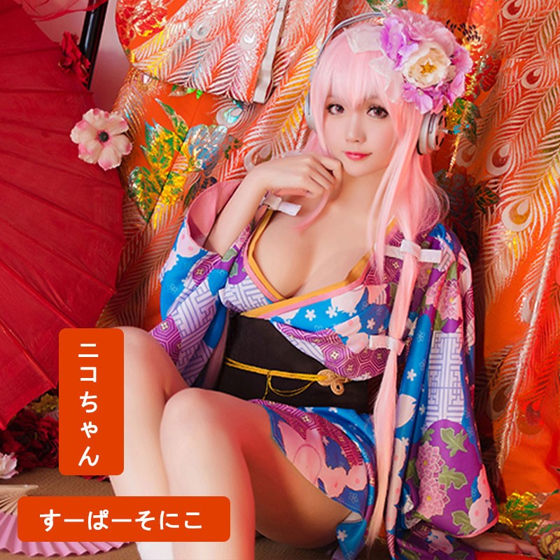 コスプレ 着物 夏祭り すーぱーそに子 夏祭り 着物 和服 変装  コスチューム