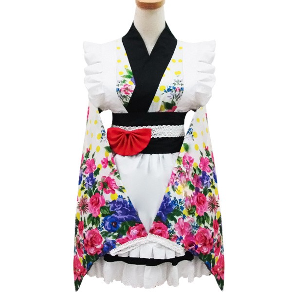  コスプレ衣装　和風メイド衣装　可愛い4点セット　