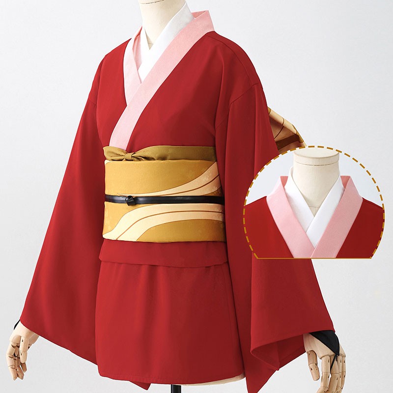 【おすすめ】銀魂 ぎんたま 神楽（かぐら） 吉原炎上編  銀魂 吉原神楽 レッド和服 コスプレ衣装 超巨大リボン コスチューム 撮影 かわいい