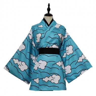 鬼滅の刃 最終選別 竈門炭治郎 かまどたんじろう 鱗滝左近次 水色 雲柄着物 コスプレ衣装 仮装 コスチューム