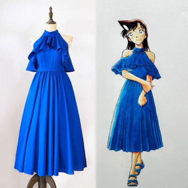 名探偵コナン 毛利蘭ドレス モーリ ラン コスプレ衣装 コスチューム 肩出しのワンピース