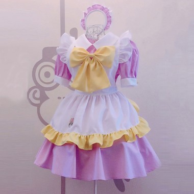 メイド服　可愛い　荷葉フリル　４点セット　スカート　コスプレ衣装