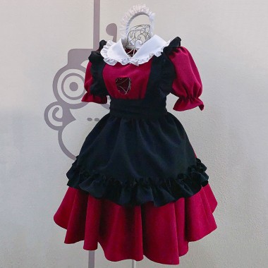 大人気 赤色メイド服 ハート胸開き キュート＋セクシー