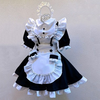 メイド服 スカート オーダーメイド 白黒 萌え萌え ハロウィン コスチューム 大きなリボン 姫様 変装 コスプレ