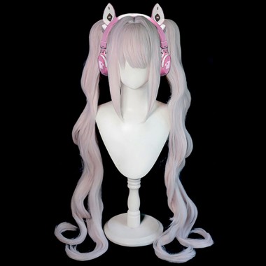 勝利の女神：NIKKE アリス   コスプレ　かつら　　ツインテール　カール　ピンク　　萌え　かわいい