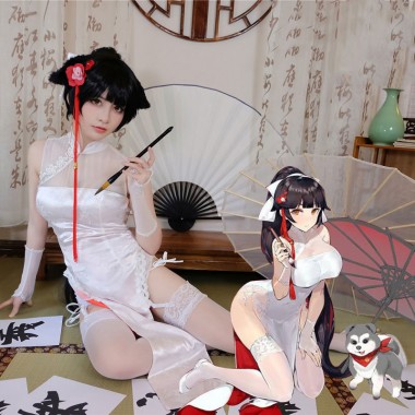 コスプレ衣装　アズールレーン　高雄　獒　チャイナドレス　白　レース　 アニメ コスチューム Cosplay