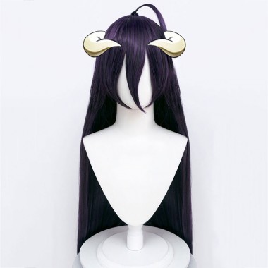 オーバーロード　OVERLORD　アルベド(Albedo)　コスプレ　ウイッグ　黒髪ロング　髪飾り　