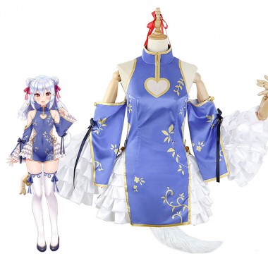 VTUBER　のりプロ　犬山たまき　バーチャル　コスプレ衣装　ミニスカート　青色　アニメ　ワンピース　ファション　リボン付き