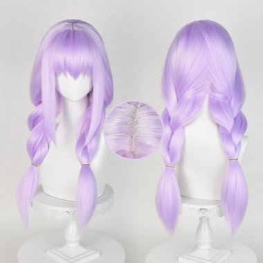 ブルーアーカイブ　秤アツコ　かつら　三つ編み　ウイッグ　薄い紫色　ロング　コスプレ用