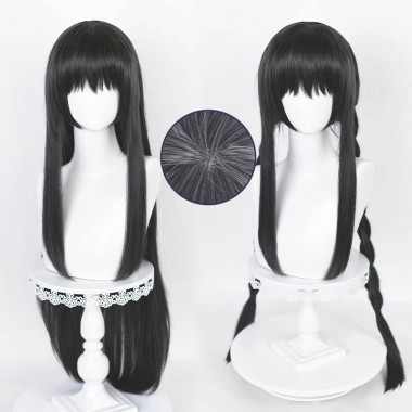 魔法少女まどか☆マギカ　暁美ほむら　コスプレウイッグ　スーパーロング　黒髪　三つ編み　ツインテール