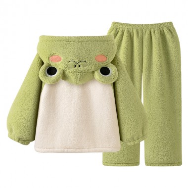 パジャマ 元気ガエル かわいい 部屋着 アニメ風 暖かい