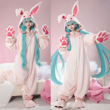 初音ミク 39Culture うさぎパジャマ ホワイト コスプレ衣装 パジャマウサギ 着ぐるみ パジャマ(部屋着)