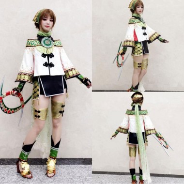 真・三國無双8　鮑三娘　コスプレ衣装　スカート　緑　オーダーメイド