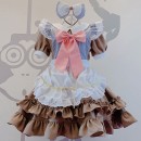メイド服　可愛い　蝶結び　茶色　レース　喫茶店　