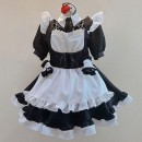 メイド服 撮影 オーダーメイド 喫茶店 コスプレ衣装 荷葉フリル 白黒 大きなリボン 変装