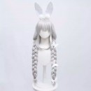 アズールレーン 三つ編み 蝶结び  シルバーホワイト ウサギの耳 かつら　コスプレウィッグ 髪飾り