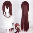 魔法少女まどか☆マギカ　佐倉杏子　ウイッグ　コスプレ用　ポニーテール　スーパーロング　赤色　小顔
