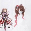 アークナイツ 純燼エイヤフィヤトラ ピンクのグラデーション ポニーテイル ミルクティーブラウン 可愛い コスプレかつら