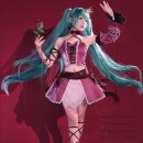 初音ミク シンデレラ ワインドレス ワインレッド コスチューム　コスプレ　エレガント　豪華