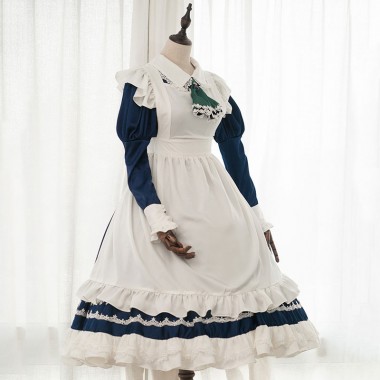 メイドコスプレ 東方Project 十六夜咲夜 カフェメイド服 ロング丈 メイドコスプレ 東方Project 十六夜咲夜 カフェメイド服 ロング丈
